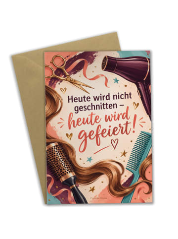 Geburtstagskarte Friseurin stilvoll Design mit ... in Weiß
