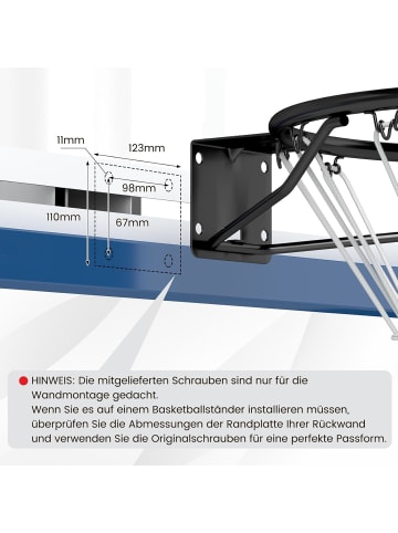 COSTWAY Ø45cm Basketballkorb für Wandmontage in Schwarz