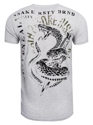 Rusty Neal Rundhals T-Shirt Basic mit Prints in Grau
