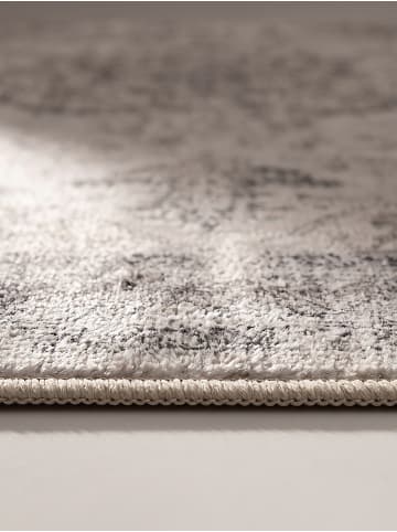 KADIMA DESIGN Kurzflor-Teppich waschbar VERNANTE Medaillon Wohnzimmer Flur in Beige-Grau