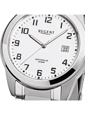 Regent Armbanduhr Regent Metallarmband silber, grau mittel (ca. 39mm)