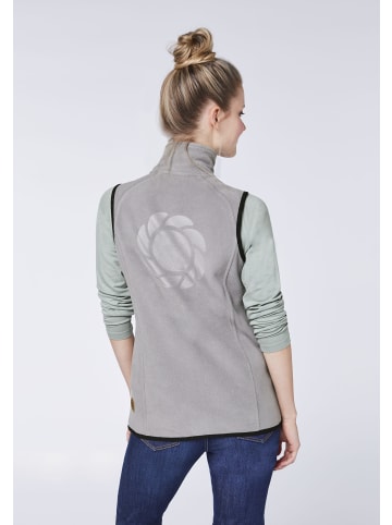 Gardena Fleece-Weste im dezenten Logo-Look in Grau