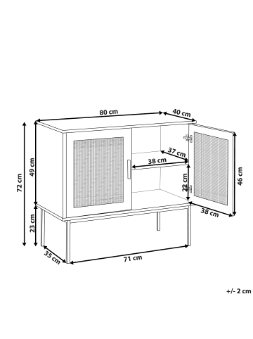 Beliani Sideboard PASCO in Braun/Schwarz - (W) 80 x (H) 72 x (L) 40 cm
