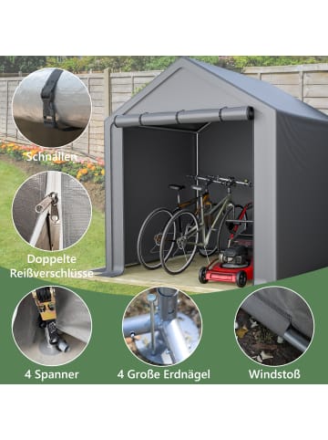 ABRIHOME Gerätehaus in Dunkelgrau 190x170x200 cm für Fahrrad Werkzeug Garten