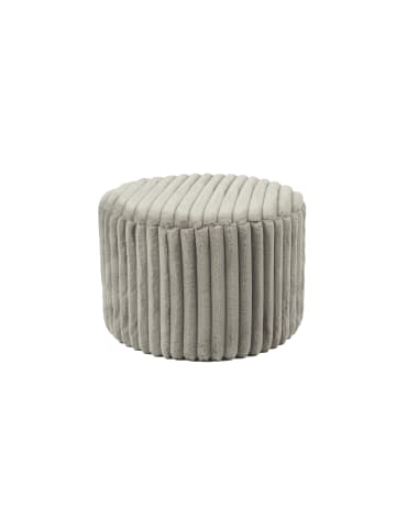 SalesFever Sitzhocker rund Ø55 cm mit Bezugsstoff aus breitem Plüsch-Cord in Hellgrau