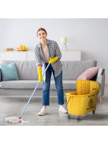 HOMCOM Putzwagen in Gelb 45L x 26,5B x 70H cm