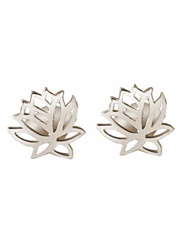 Gemshine Ohrringe Lotus Blumen in silver coloured