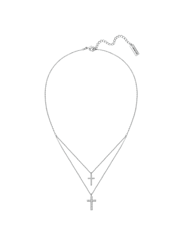 Yokoamii Kette Kreuz aus Messing mit Zirkonia in silber