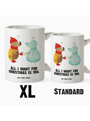 Mr. & Mrs. Panda Kaffeetasse Nachtfalter Schneemann mit Spruch in Weiß