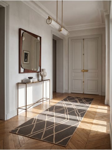 KADIMA DESIGN Läufer Berber Geometrisch flachgewebt pflegeleicht Wohnzimmer Flur in Schwarz