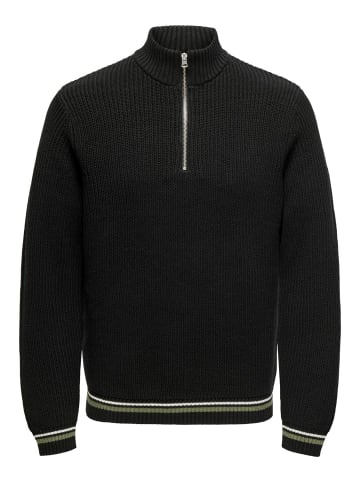 Only&Sons Strickpullover Stehkragen Regular Fit Langarm in Schwarz