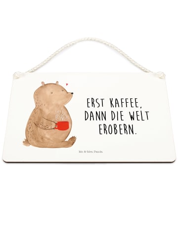 Mr. & Mrs. Panda Schild Bär Kaffee mit Spruch in Weiß
