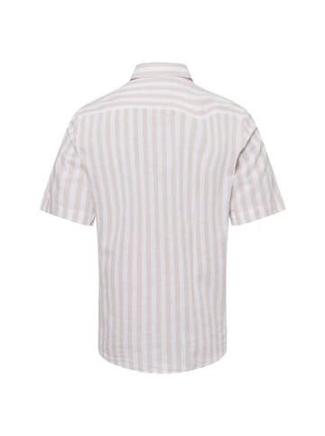 Nils Sundström Freizeithemd mit Leinen-Anteil in beige weiß - 0006