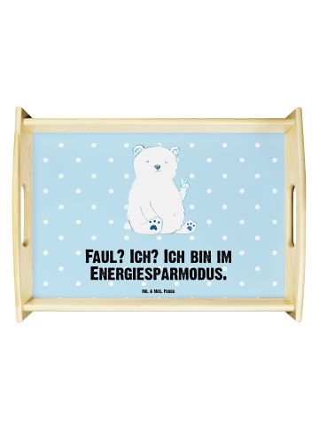 Mr. & Mrs. Panda Dekotablett Eisbär Faul mit Spruch in Blau Pastell