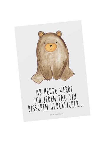 Mr. & Mrs. Panda Postkarte Bär sitzend mit Spruch in Weiß