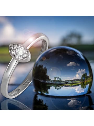 GoldDream 333 Weißgold - 8 Karat Damen Ringe Oval Fingerring  54 (17,2)