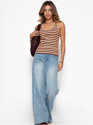 SASSYCLASSY Tank Top gestreift in Dunkelrot