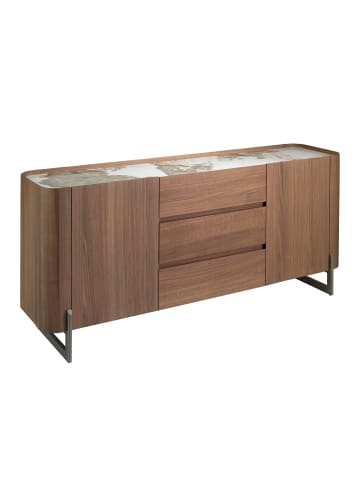 Angel Cerdá Anrichte 3252 in Weiß / Dunkler Stahl / Walnuss – (B)180 x (H)80 x (T)45 cm