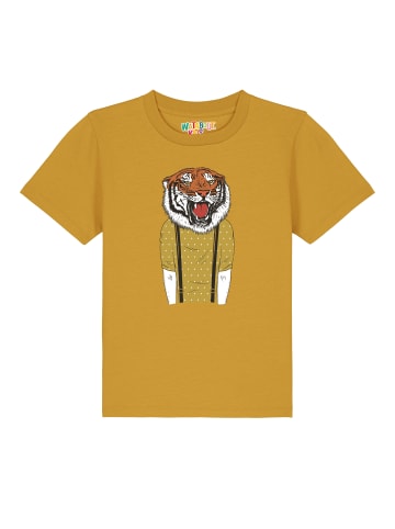 wat? Apparel T-Shirt Tiger Head in Ocker
