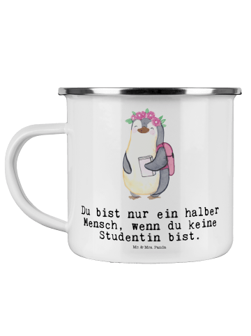 Mr. & Mrs. Panda Tasse Studentin Herz mit Spruch in Weiß