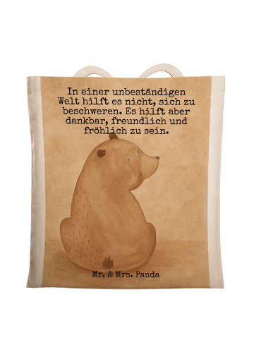 Mr. & Mrs. Panda Beutel Bär Schulterblick Design mit Spruch in Weiß