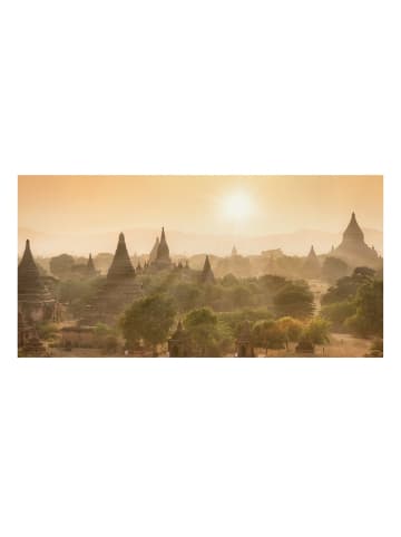 WALLART Leinwandbild - Sonnenuntergang über Bagan in Orange