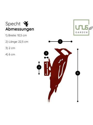 UNUS Baumstecker Rost Specht in Braun