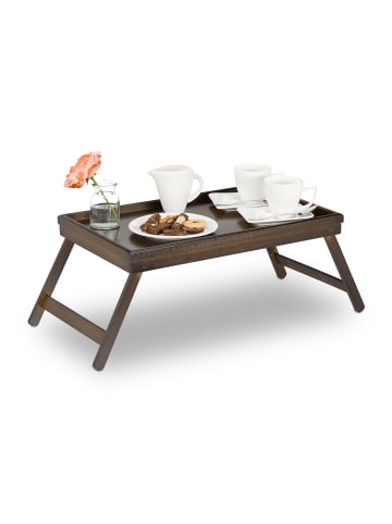 relaxdays Betttablett in Dunkelbraun - (B)64x (H)22 x (T)31 cm