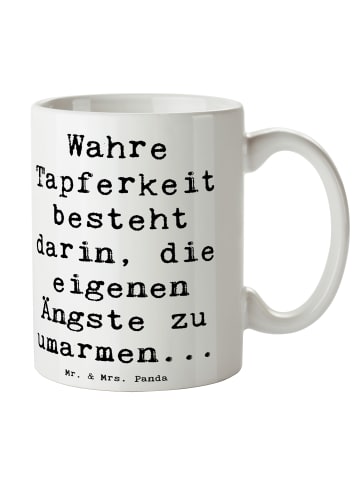 Mr. & Mrs. Panda Geschenktasse Spruch Tapferkeit Umarmung mit Sp... in Weiß