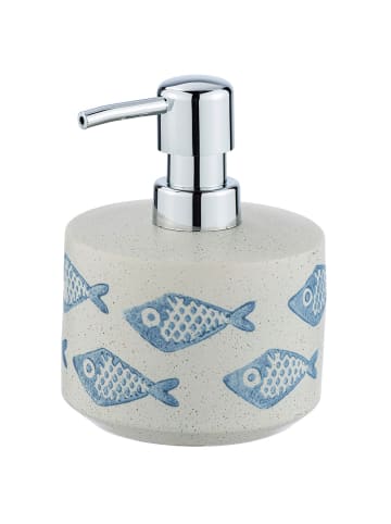Wenko Seifenspender aus Keramik AQUAMARIN in Blau, (B) 10 x (H) 13,2 x (L) 10 cm
