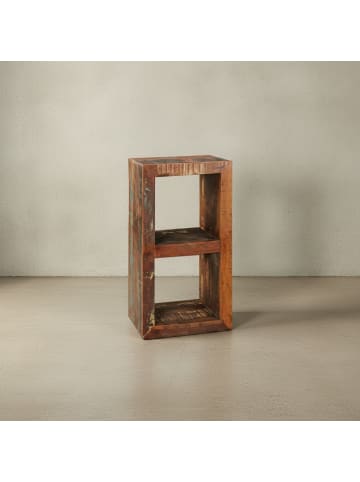 KADIMA DESIGN Bücherregal Kalkutta 45x35x90, Massivholz Regal mit 2 Ebenen, in Dunkelbraun