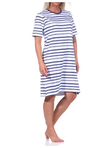 NORMANN kurzarm Nachthemd Streifen - 73236 in marine