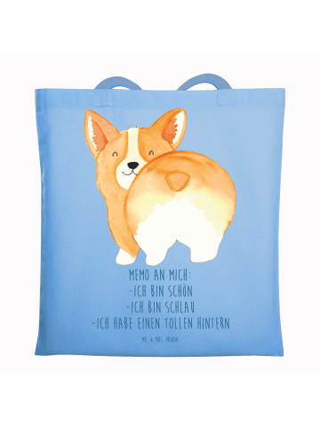 Mr. & Mrs. Panda Tragetasche Corgi Po mit Spruch in Sky Blue