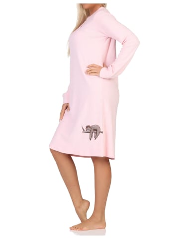 NORMANN Frottee Nachthemd langarm Faulti Katze - 76382 in rosa