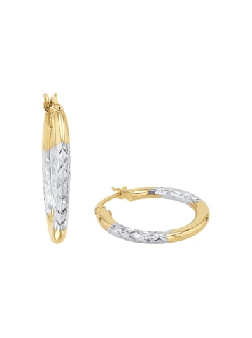 Amor Creolen Gold 375/9 ct, teil-rhodiniert in Bicolor