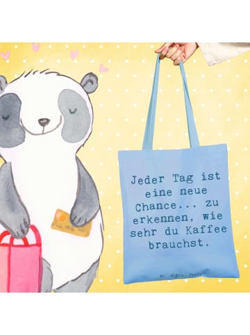 Mr. & Mrs. Panda Stoffbeutel Spruch Motivation und Kaffee mit Sp... in Sky Blue