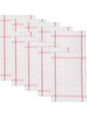 Erwin Müller Jacquard, Halbleinen, Leinen / Halbleinen Geschirrtuch 10er-Pack in rot