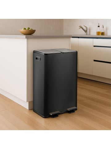 relaxdays Mülleimer in Schwarz/ Silber - 2x 30 Liter