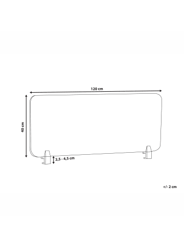 Beliani Schreibtischtrennwand WALLY in Grau - (W) 120 x (H) 40 x (L) 2 cm