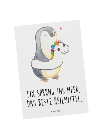 Mr. & Mrs. Panda Postkarte Sommermeerheilkraft mit Spruch in Weiß