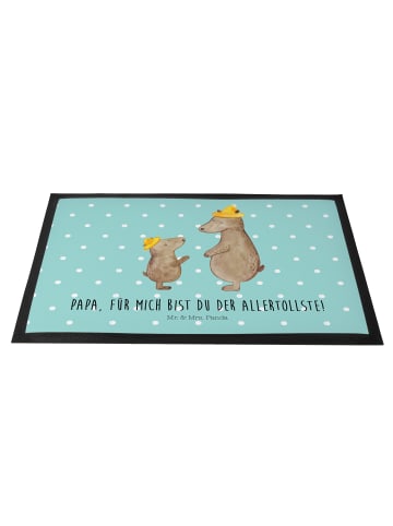 Mr. & Mrs. Panda Fußmatte Bären mit Hut mit Spruch in Türkis Pastell