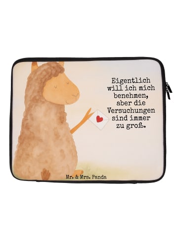 Mr. & Mrs. Panda Schutzhülle Laptop Alpaka Fahne Design mit Spruch in Weiß