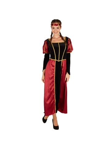 tectake Bezauberndes, langes Burgdamen-Kleid, schwarz/rot