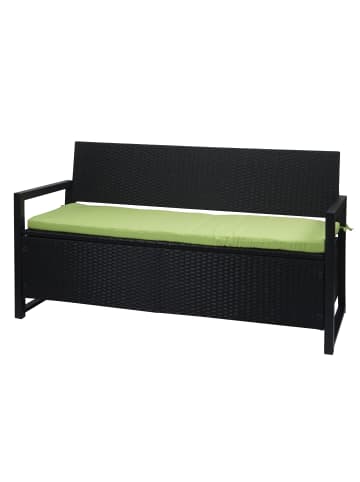 MCW Poly-Rattan 3er Sitzbank F39, Anthrazit, Kissen grün