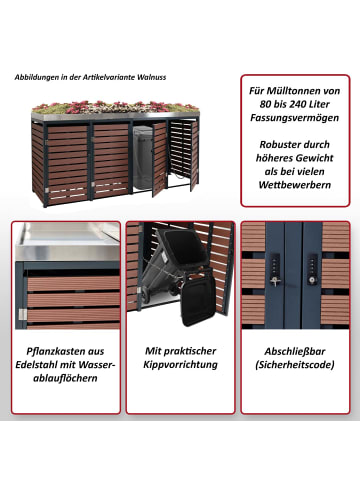 MCW 4er Mülltonnenverkleidung K14, Anthrazit