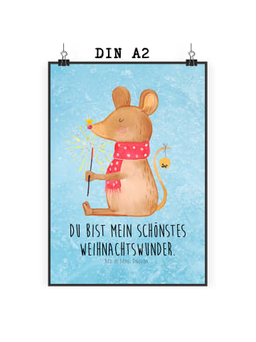 Mr. & Mrs. Panda Bild Maus Weihnachten mit Spruch in Eisblau