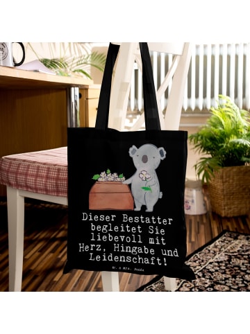 Mr. & Mrs. Panda Einkaufstasche Bestatter Herz mit Spruch in Schwarz