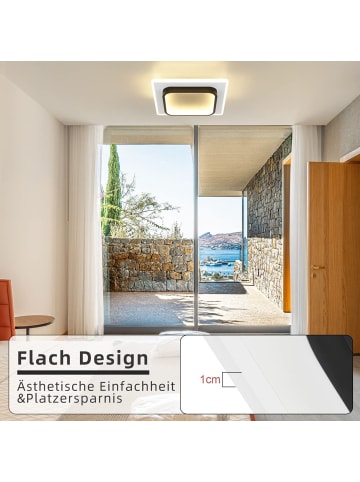 ZMH Deckenleuchte LED eckig in weiß und schwarz L 23.5cm 3000K warmweiß 14W