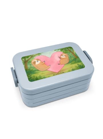 Mr. & Mrs. Panda Lunch Box Faultiere Herz Design ohne Spruch in Blau Pastell