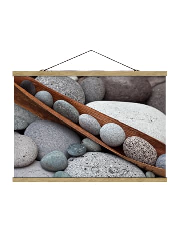 WALLART Stoffbild mit Posterleisten - Stillleben mit grauen Steinen in Grau